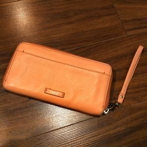 Fossil leather zip up clutch wallet